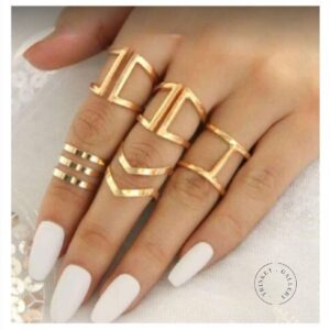 5PCs Golden Color Ring set for girls and woman